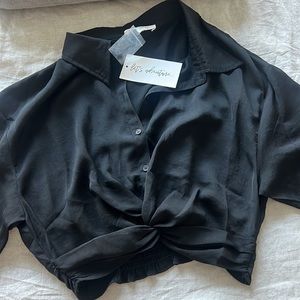 12th tribe Mindless Black Button Up Top